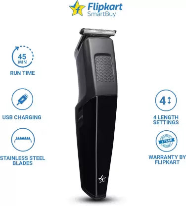Flipkart SmartBuy FKPB-01 Trimmer 45 min Runtime 4 Length Settings (Black) Flipkart SmartBuy FKPB-01 Trimmer 45 min Runtime 4 Length Settings (Black)